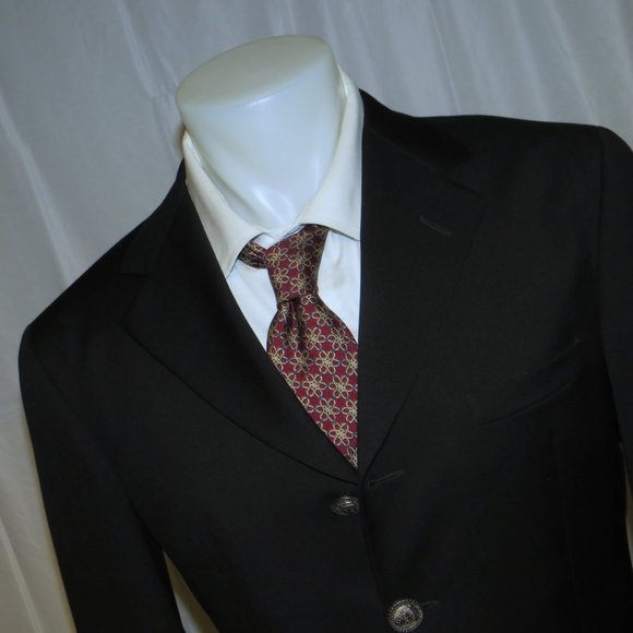 Istante by Versace Vintage Solid Black Four Metal Button Sport Coat 38R - Picture 4 of 12